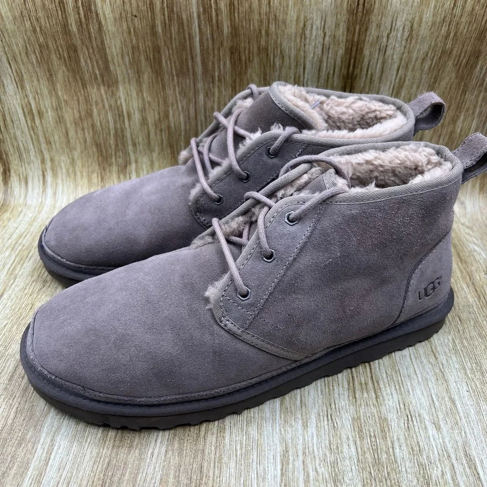 UGG Neumel Chukka Boots Men's Size 14 Grey Suede Sheepskin Lined Shoes 3236‎